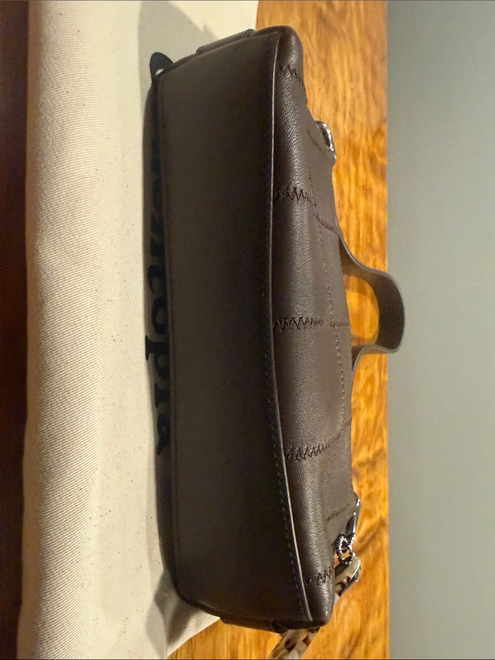 Coach Quilted Leather Shoulder Bag in Dark Brown with Coin Pouch - Picture 10 of 14